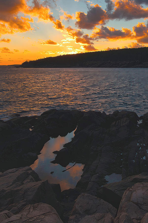 Sunset Reflections From Otter Point Photograph by Stephen Vecchiotti