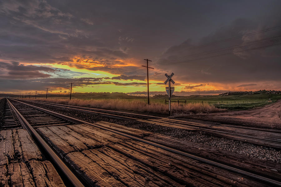 Sunset Road and Tracks Photograph by Laura Hedien