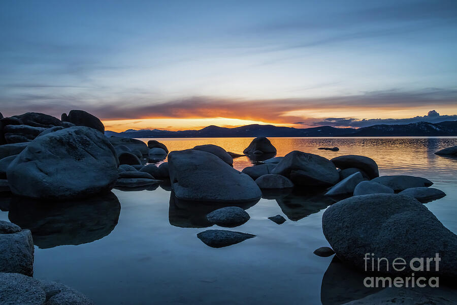 Sunset Photograph - Sunset Rocks At Lake Tahoe by Suzanne Luft