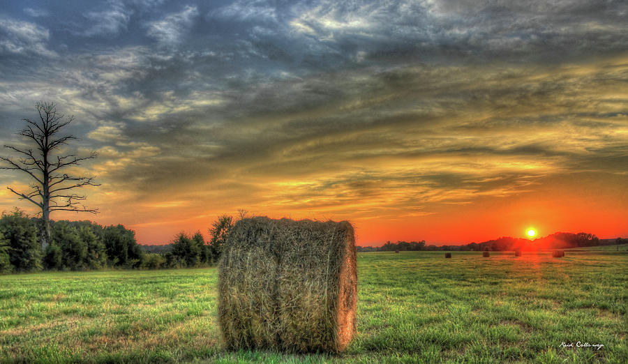 Greensboro GA The Round Bale Sunset Lick Skillet Road Farming Landscape Art Photograph by Reid Callaway