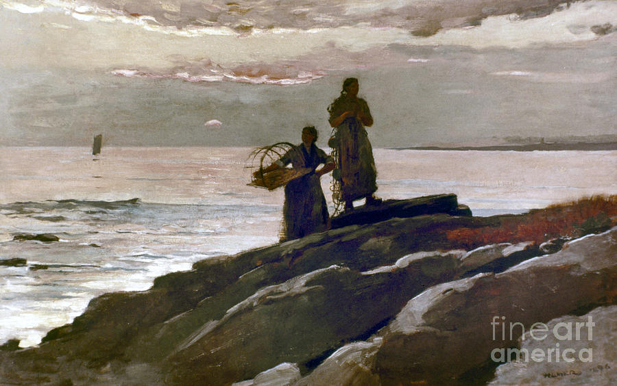 Sunset, Saco Bay, 1896 Painting by Winslow Homer Sunset, Saco Bay, 1896 Painting by Winslow Homer