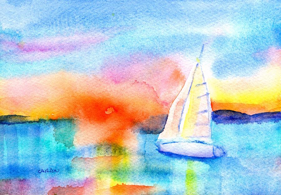 Sunset Sail Painting by Carlin Blahnik CarlinArtWatercolor