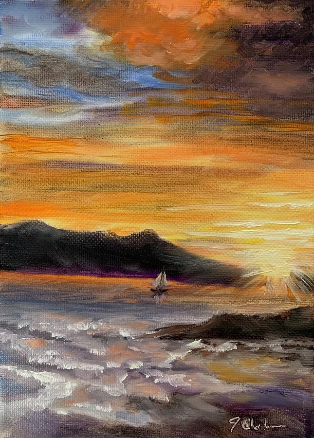 Sunset Sail Painting by Jan Chesler