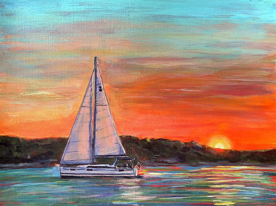 Sunset Sail Painting by Kelly Smith