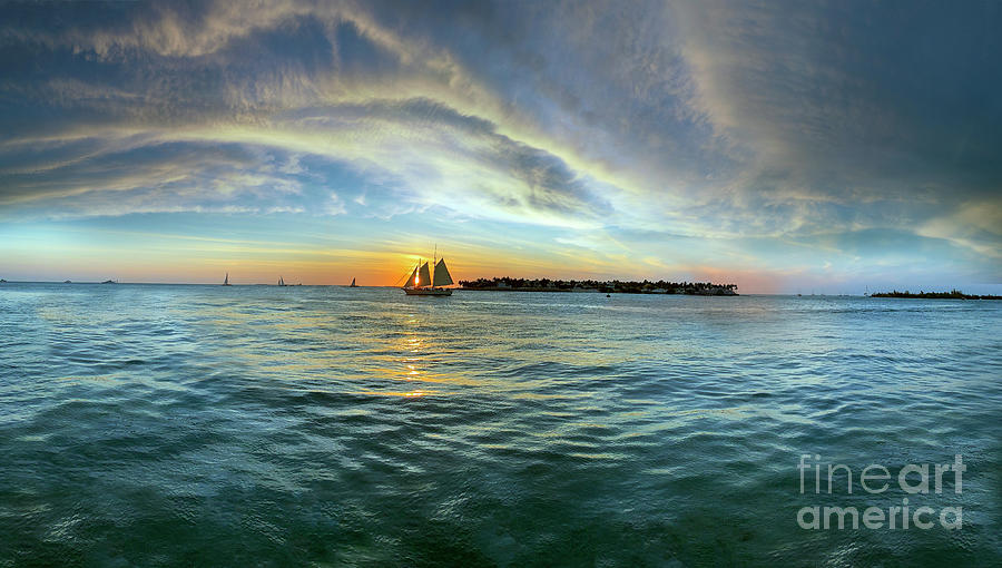 Sunset Photograph - Sunset Sail Key West by Jon Neidert