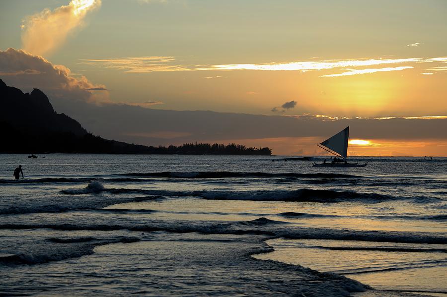 Sunset Sail Offshore Hanalei Photograph