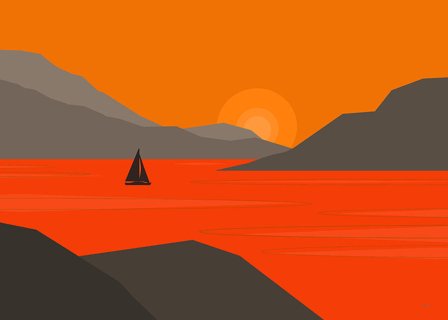 Sunset Sail Digital Art by Val Arie Sunset Sail Digital Art by Val Arie