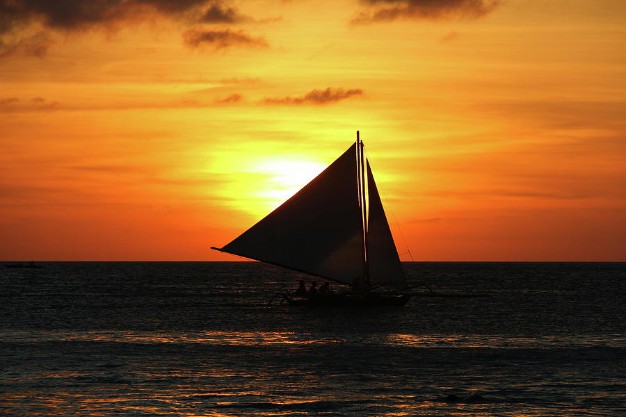 Sunset Sailboat Photograph by Josu Ozkaritz