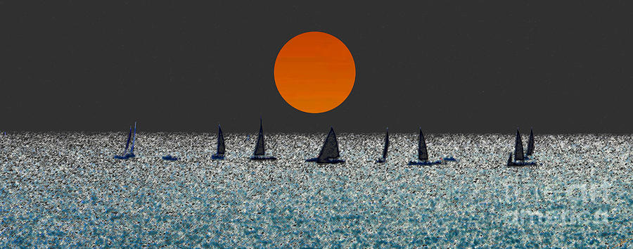 Sunset sailing Mixed Media by David Lee Thompson