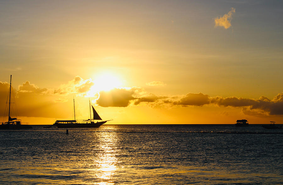 Sunset Sailing in Aruba Photograph by Amber White