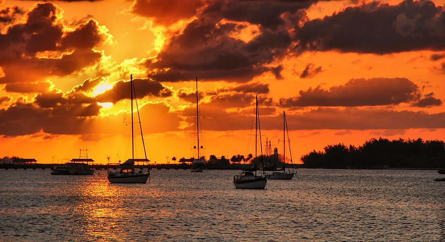 Sunset Sailing in The Bahamas Photograph by Montez Kerr