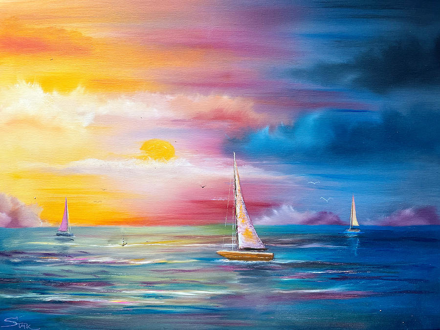 Sunset Sailing Painting by Ken Stark - Fine Art America