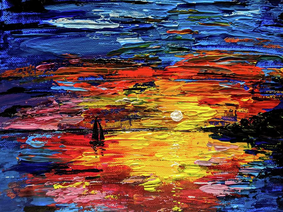 Sunset Sailing Painting by Rebecca Naomi Davis | Pixels