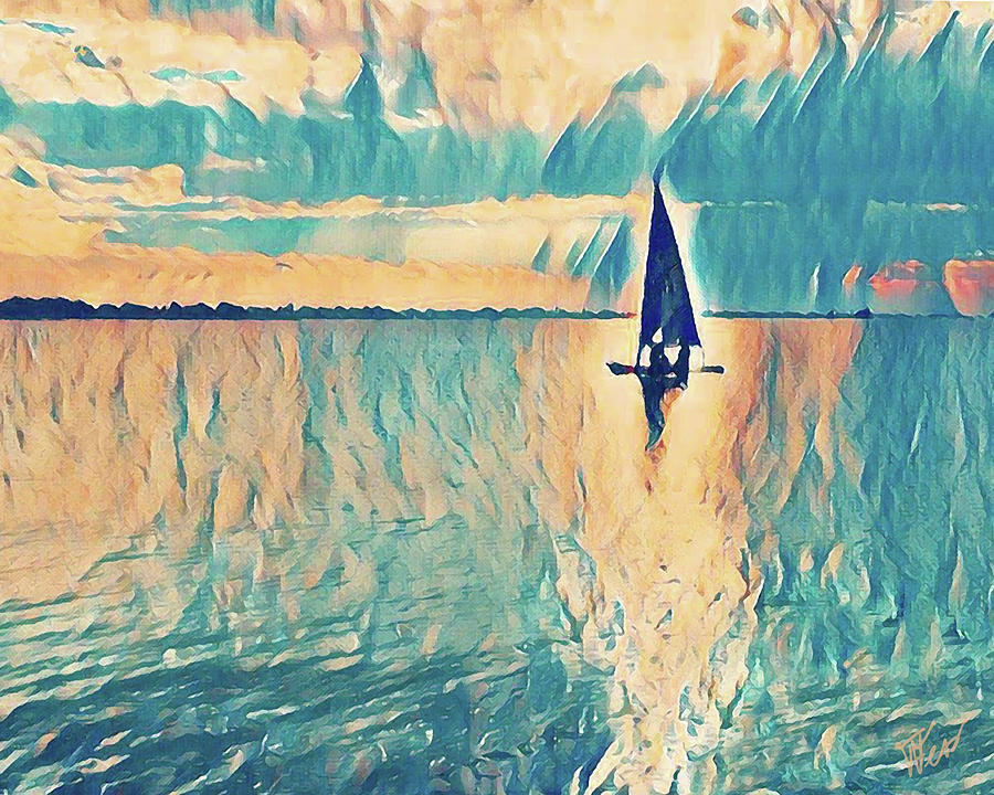 Sunset Sailing Painting by Tatiana Fess