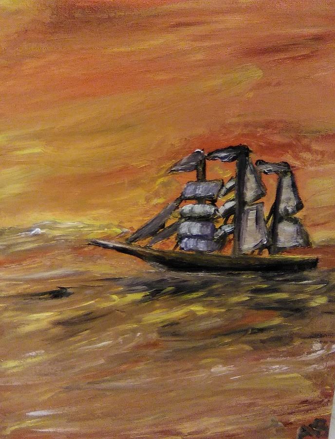 Sunset Sails Painting by Andrew Blitman