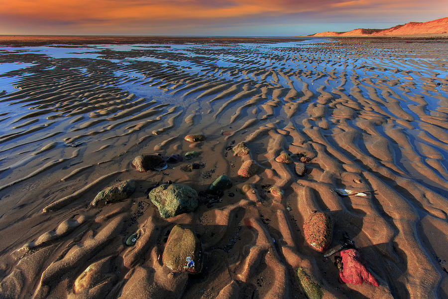 Sunset Photograph - Sunset Sand Ripples Great Island Wellfleet by Darius Aniunas