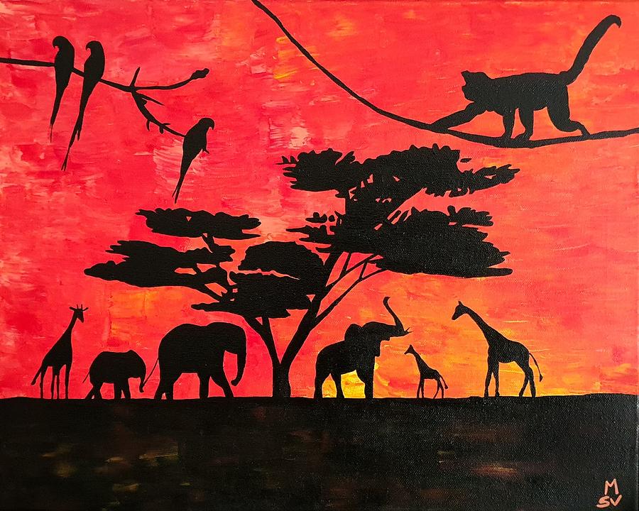 Sunset Savana Painting by Maria Sabrina Viviani - Fine Art America