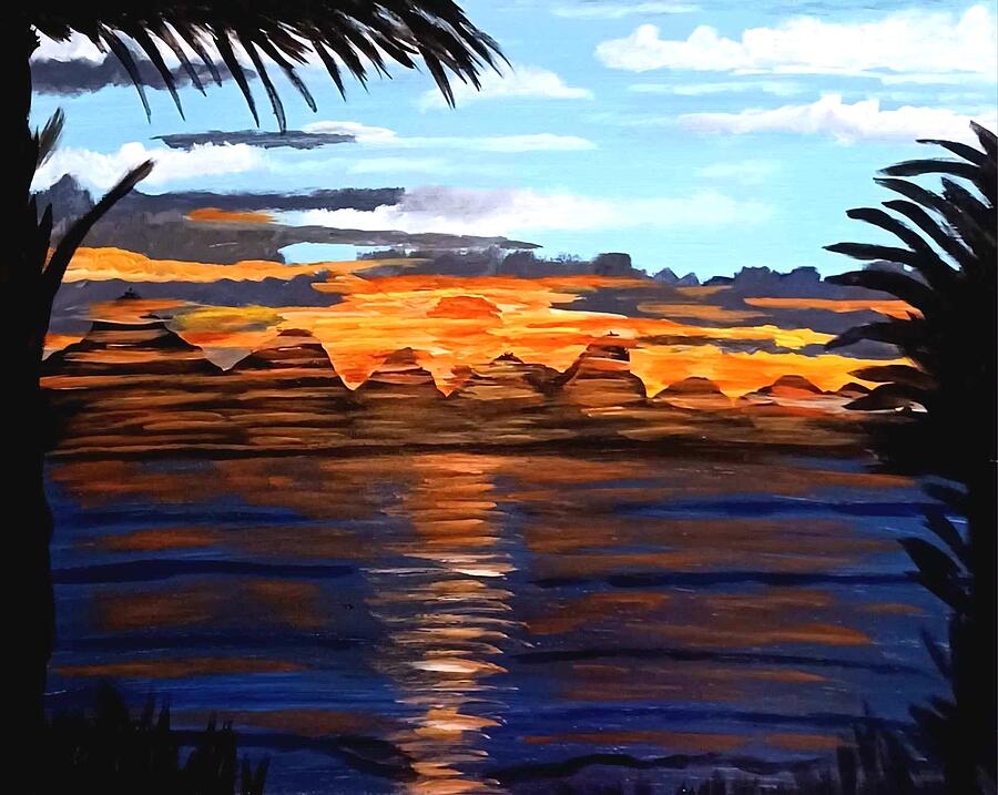 Sunset Painting - Sunset Scene by Mary Aldorasi