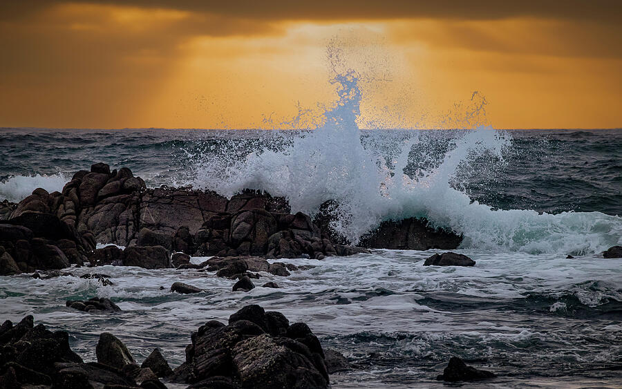 Sunset Photograph - Sunset Sea Spray by Will Keener
