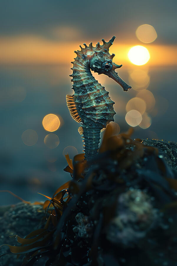 Sunset Seahorse Digital Art by Athena Mckinzie