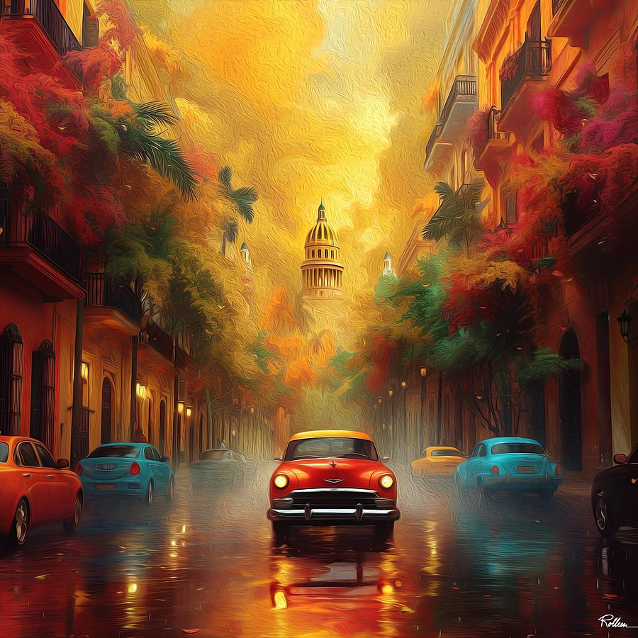 Sunset Serenade On The Streets Of Havana Digital Art by Rolleen Carcioppolo