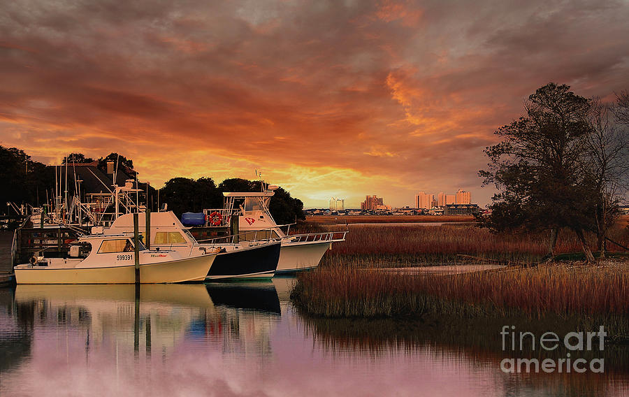 Boat Photograph - Sunset Setting On The Inlet Marsh by Kathy Baccari