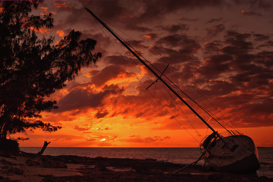 Sunset Shipwreck Photograph by Gian Smith