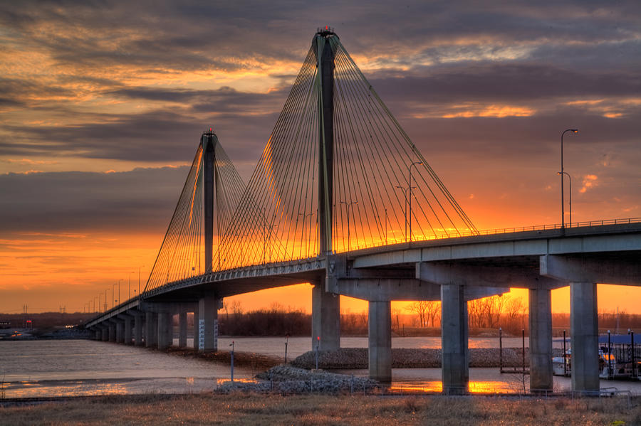 Sunset shot of Cooks birdge over Mississippi Photograph by Photo by Ken Geiger