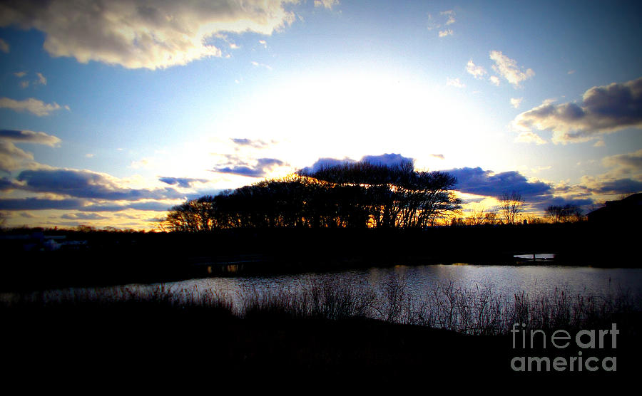 Sunset Silhouette On Prairie Lake Photograph