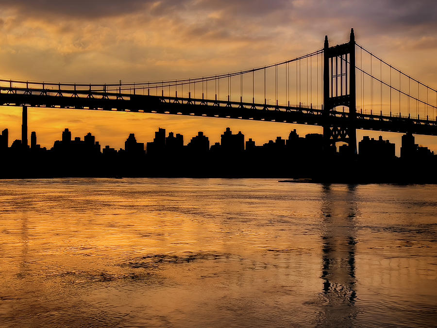 Sunset Silhouette Triboro Bridge Photograph by Cate Franklyn