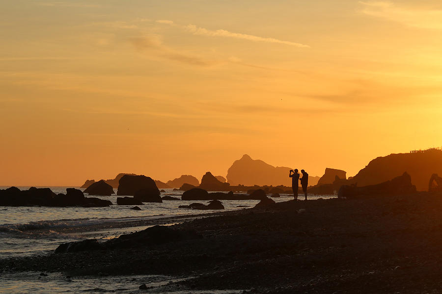 Beach Photograph - Sunset Silhouettes - Crescent City by Art Block Collections
