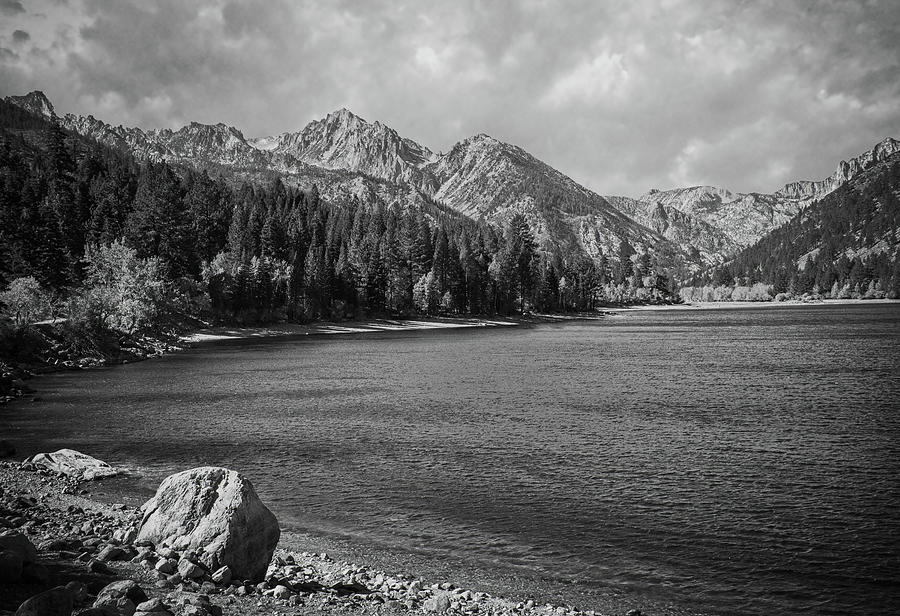 Sunset Skies at Twin Lakes in Black and White Photograph by Lynn Bauer