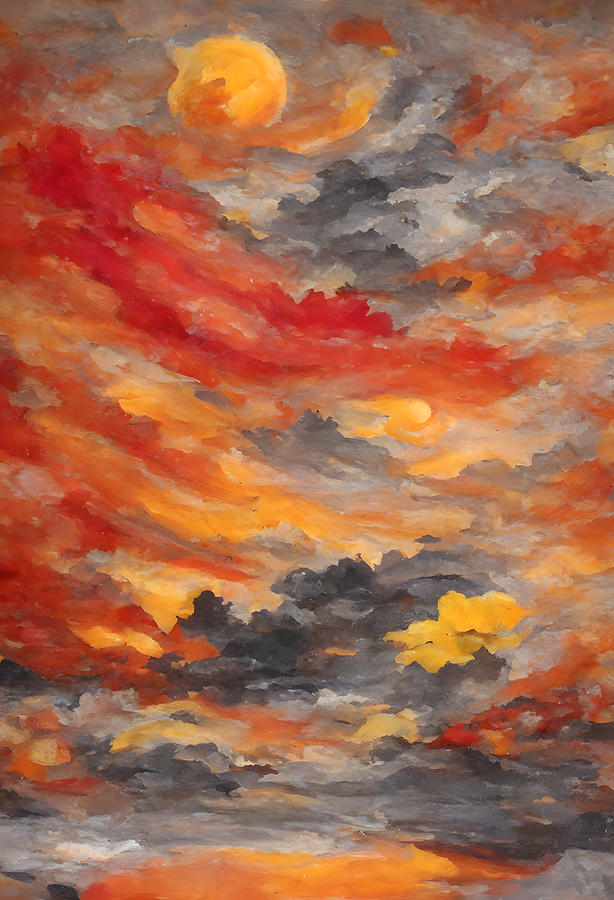 Sunset sky oil painting Drawing by Henvry Ma - Fine Art America