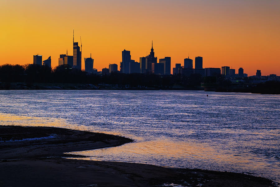 Sunset Skyline River View Of Warsaw In Poland Photograph by Artur Bogacki