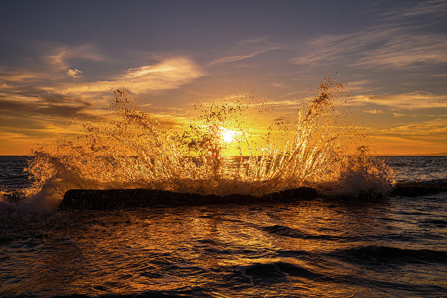 Sunset Spray Photograph by Gary Skiff