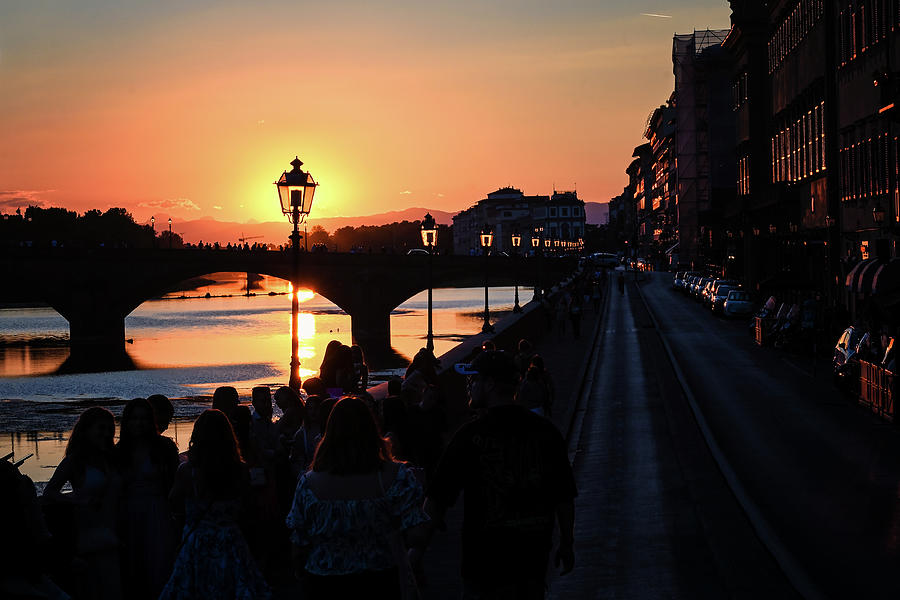Sunset Streetlights of Florence Photograph by Steven Nelson