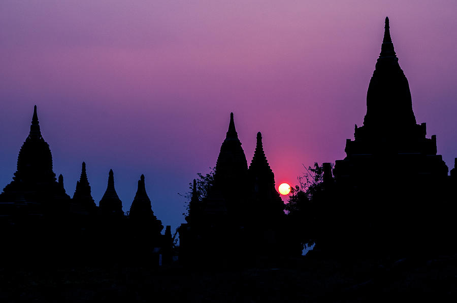 Sunset Stupas Photograph by Arj Munoz