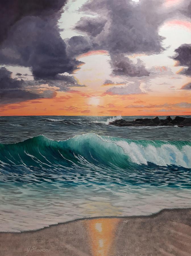 Sunset Surf Painting by George Stevens | Fine Art America