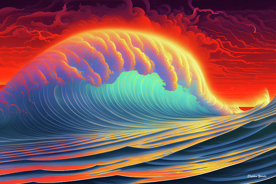 Sunset Surf Digital Art by Stephen Younts