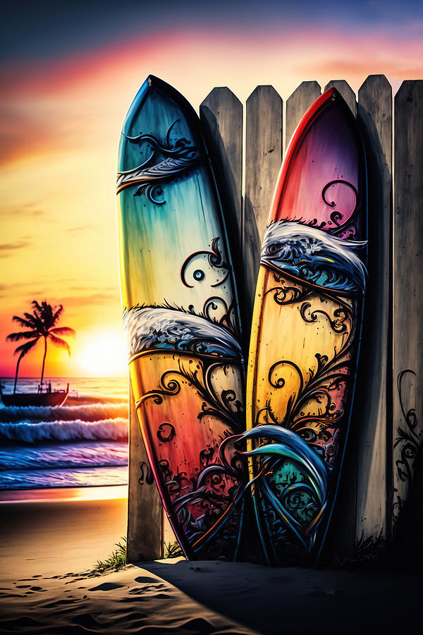 Sunset Surfboards 3 Digital Art by Athena Mckinzie