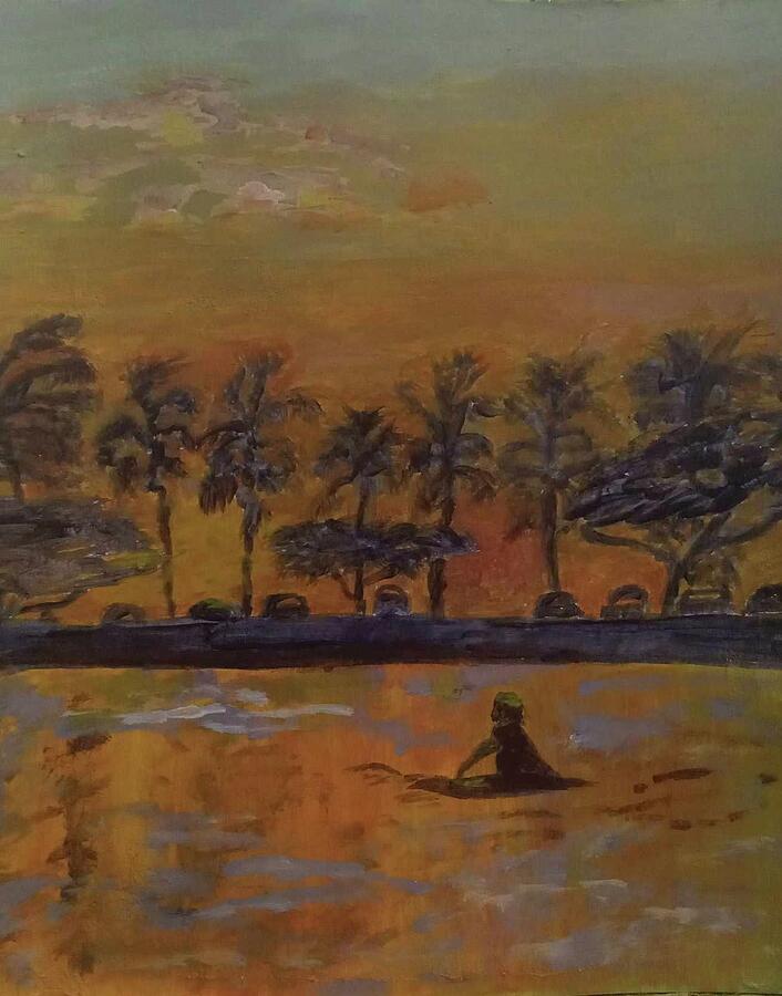 Sunset Surfer Painting by Suzanne Berthier Sunset Surfer Painting by Suzanne Berthier