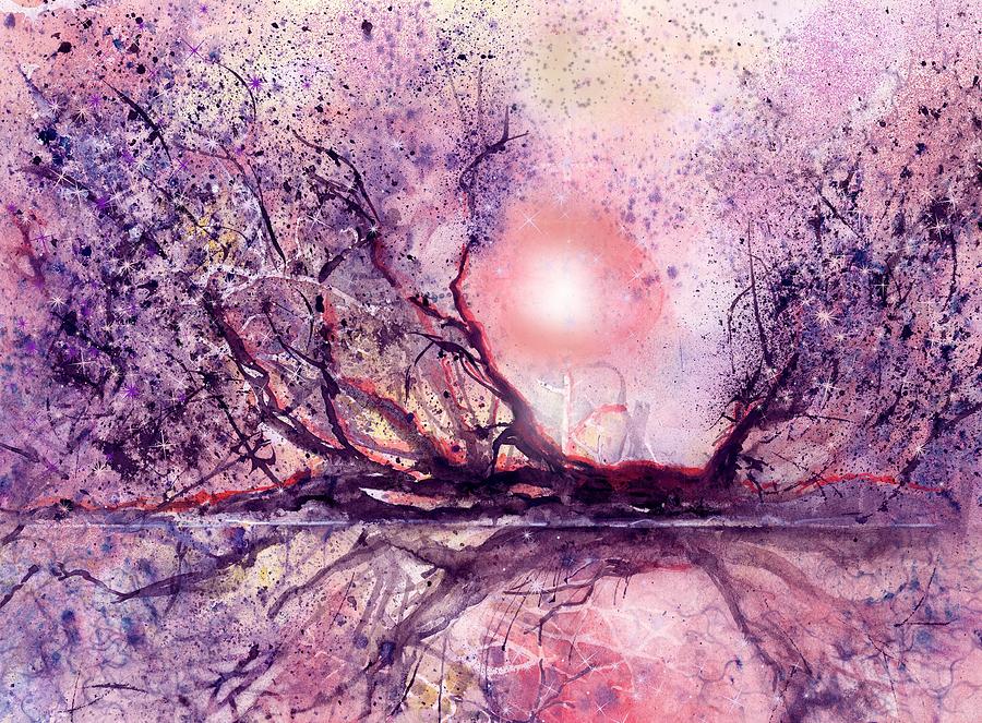 Sunset Swamp Painting by Sabina Von Arx