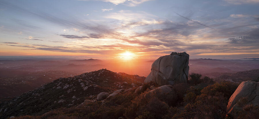 Sunset Photograph - Sunset Through Clouds on Mount Woodson by William Dunigan