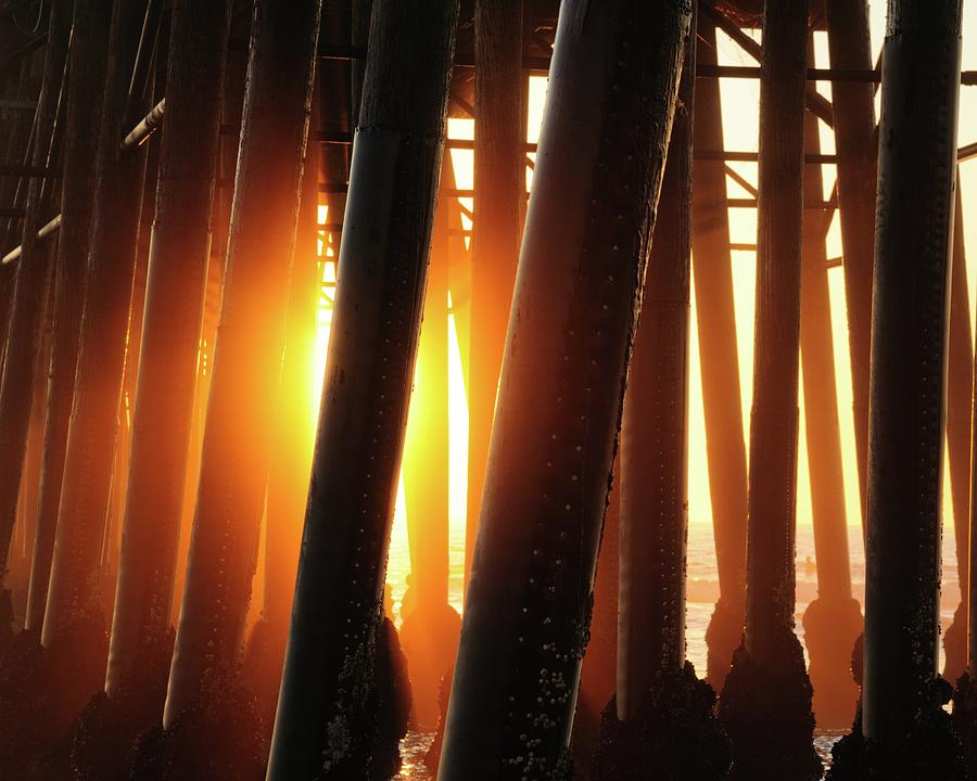 Sunset Through Pier Pilings Photograph by Alexander Kunz