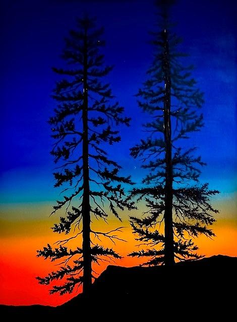 Sunset Through The Pines Painting by Willy Proctor
