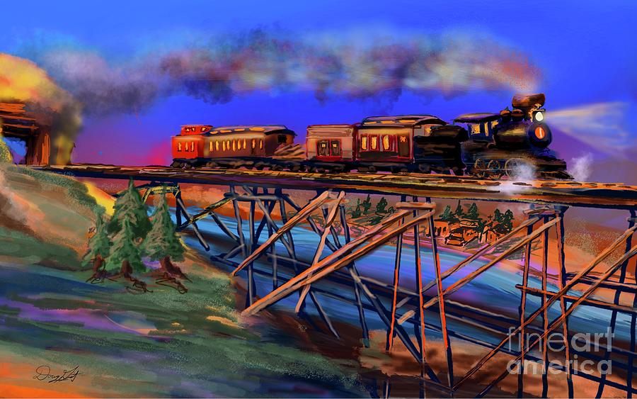 Sunset Train Digital Art by Doug Gist
