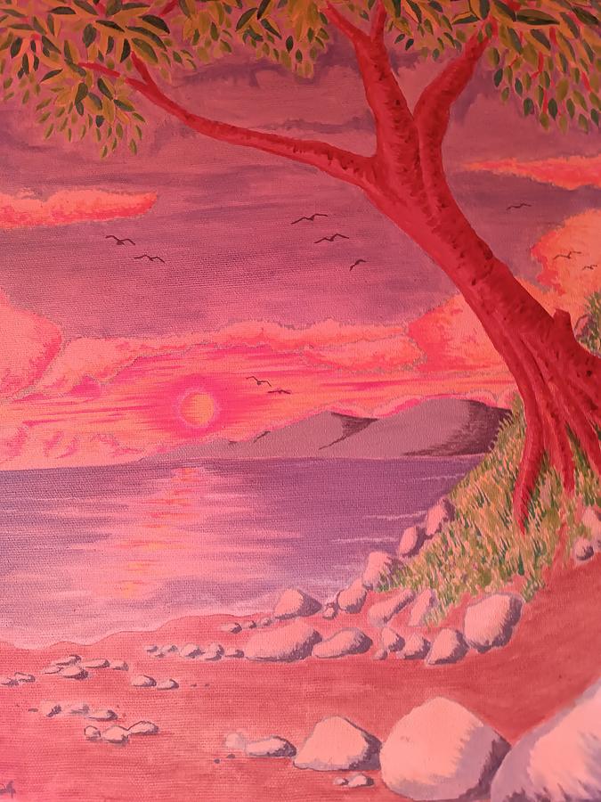 Sunset Painting - Sunset Tree by Antonis Meintanis