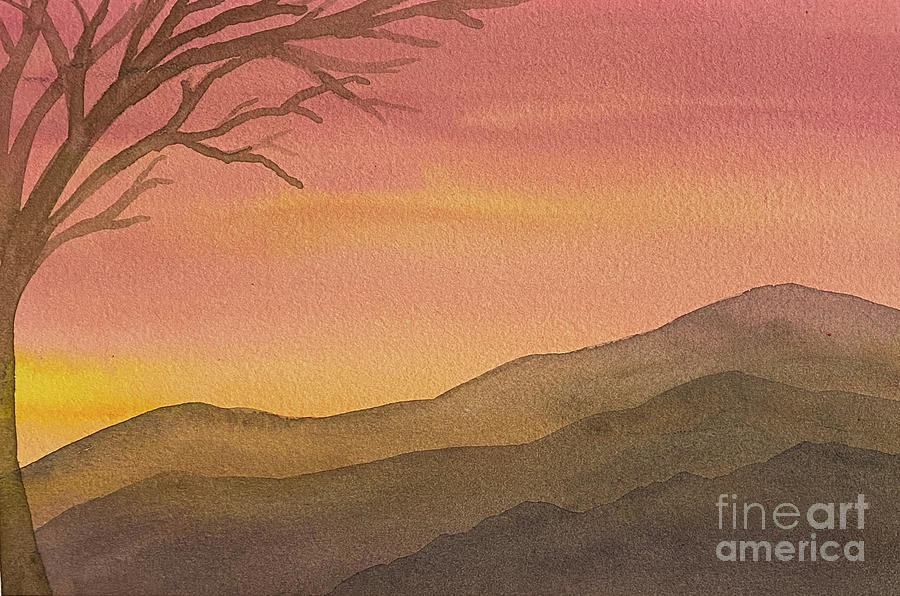 Sunset Tree Painting by Lisa Neuman