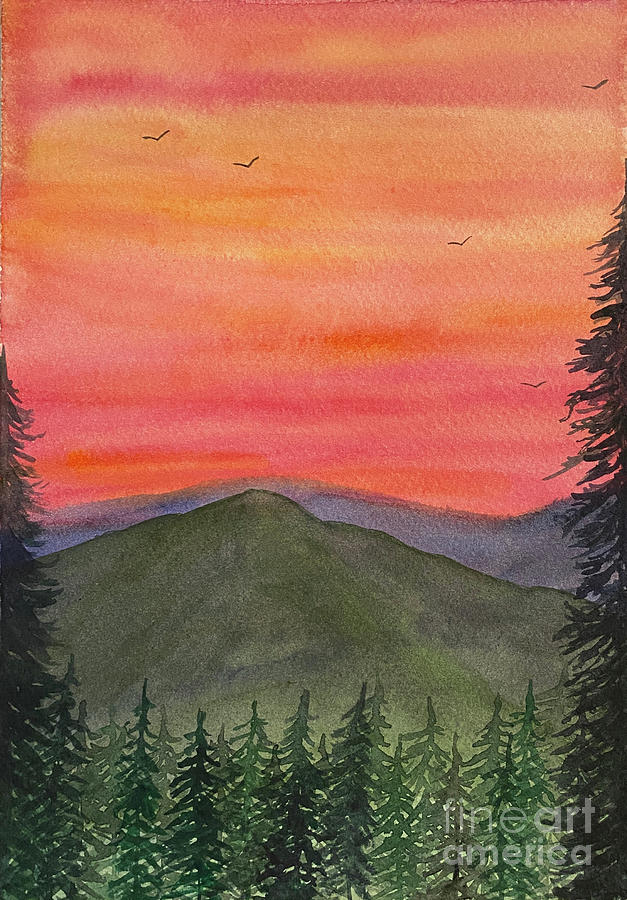 Sunset Trees Painting by Lisa Neuman