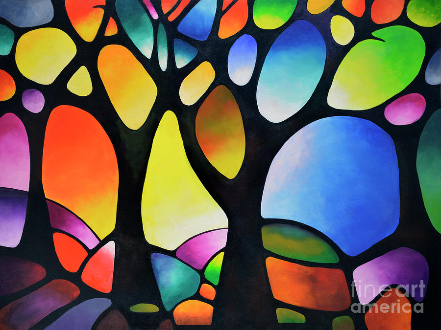 Sunset Trees by Sally Trace Painting by Sally Trace